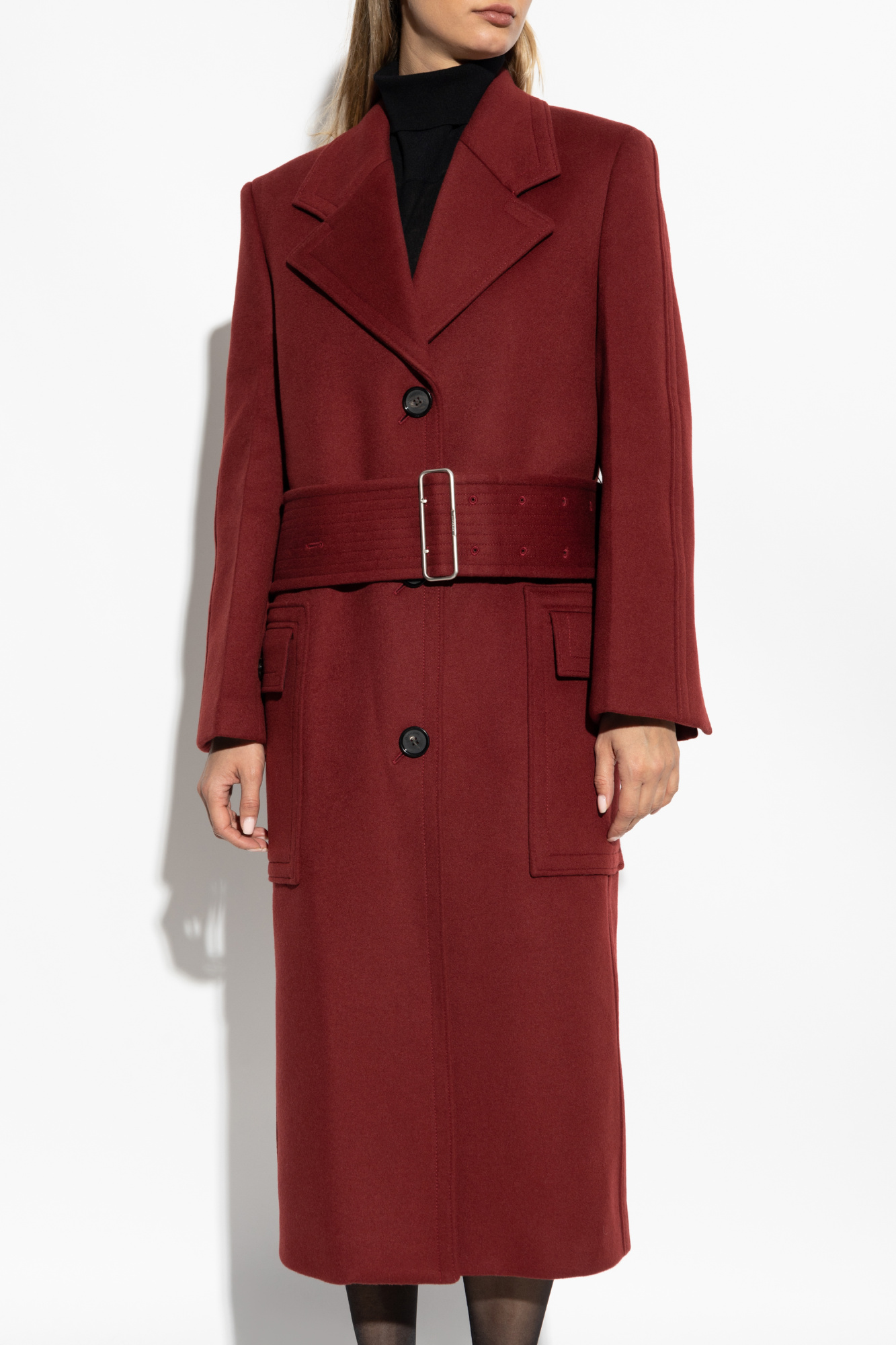 【送料&関税込】Ferragamo Tiziano Red Wool Blend Coat FERRAGAMO Belted wool and cashmere-blend coat | NET-A-PORTER